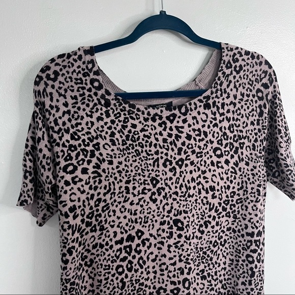 Apt. 9 Cheetah Leopard Animal Print Short Sleeve Knit Blouse Black Large - Picture 4 of 12